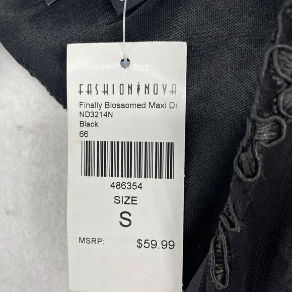 Fashion Nova Finally Blossomed Maxi Dress S Black Floral Lace Mesh See Through - Picture 11 of 12